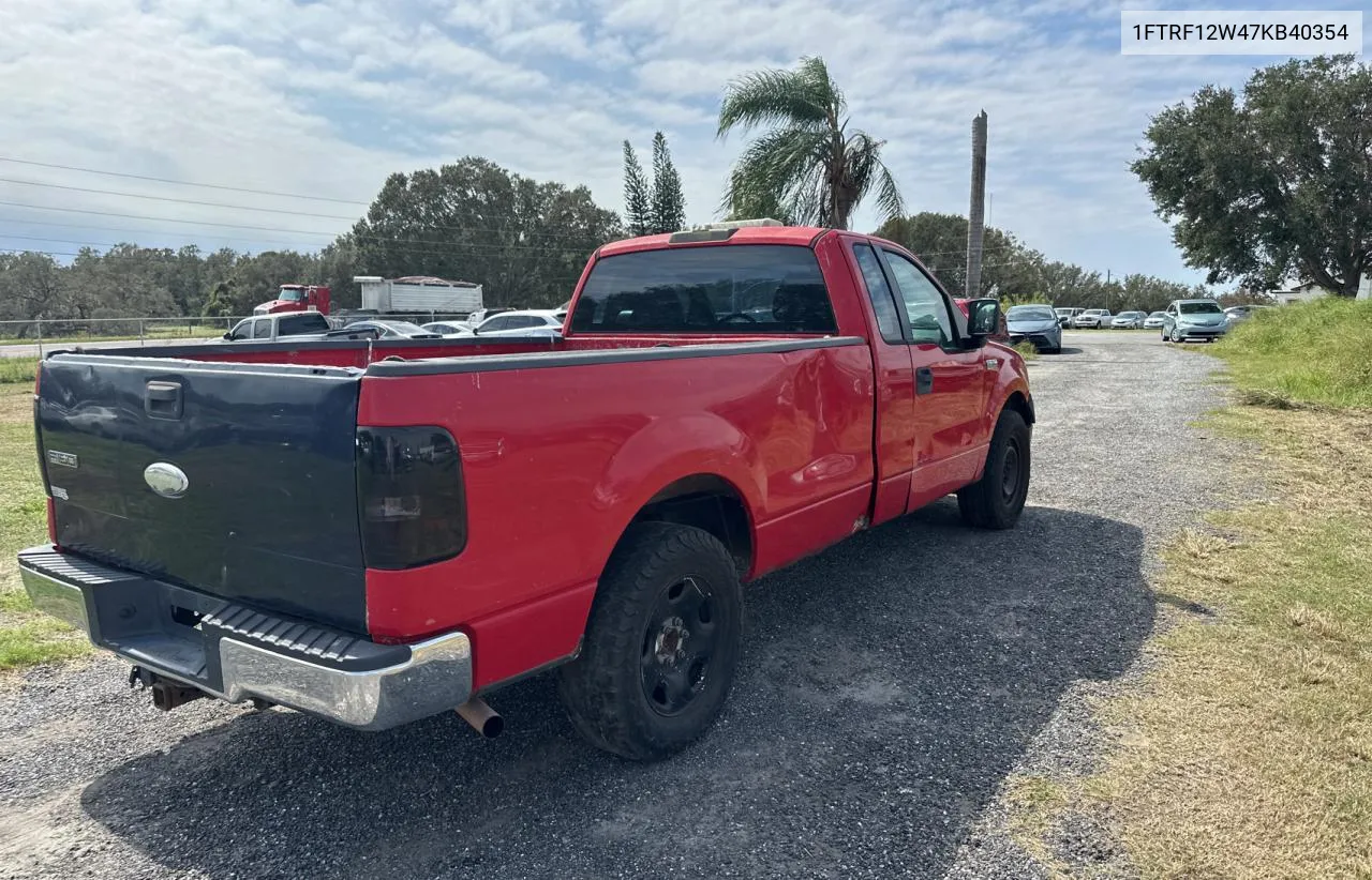 2007 Ford F150 VIN: 1FTRF12W47KB40354 Lot: 76802094