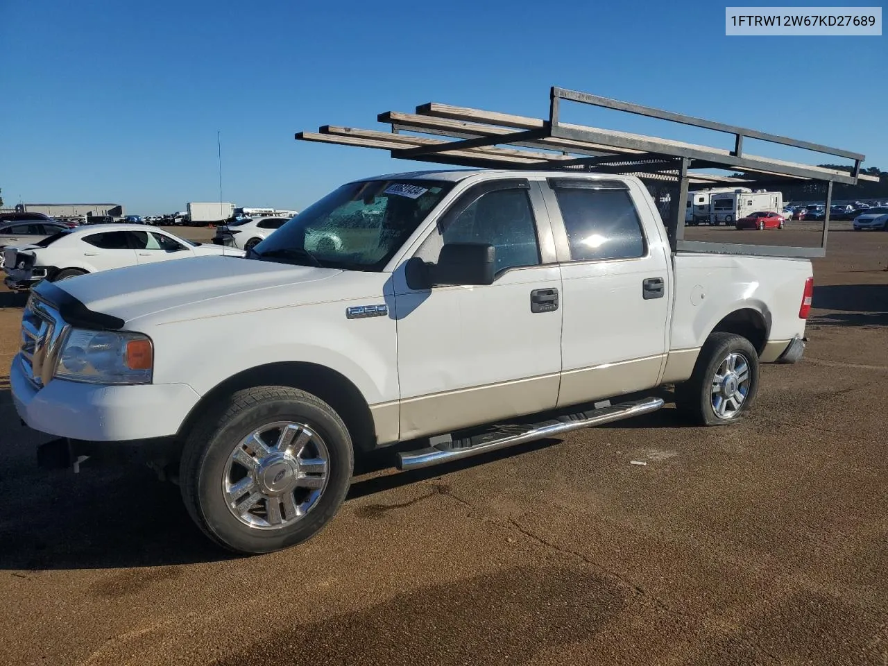 2007 Ford F150 Supercrew VIN: 1FTRW12W67KD27689 Lot: 80921434