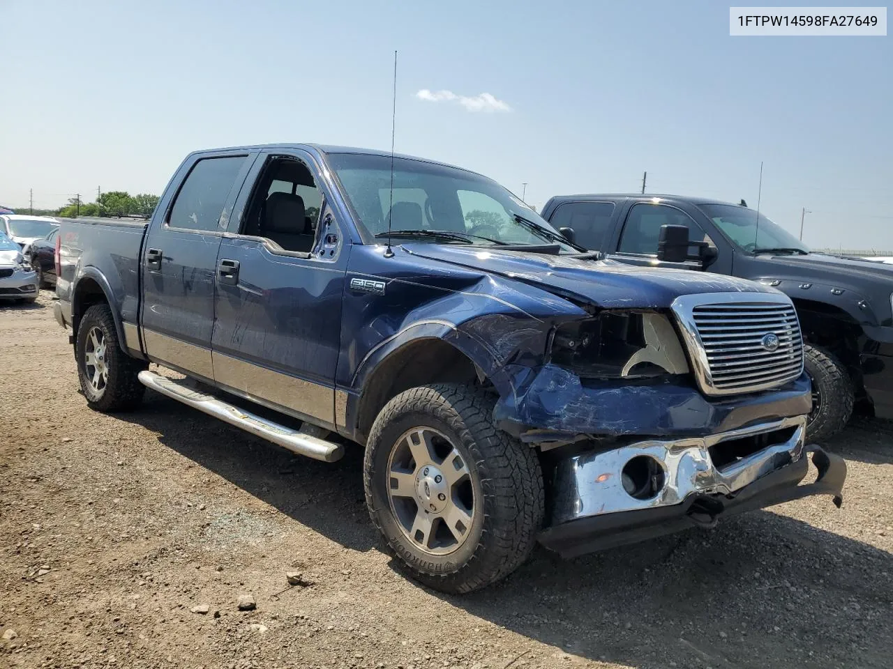 2008 Ford F150 Supercrew VIN: 1FTPW14598FA27649 Lot: 60932514