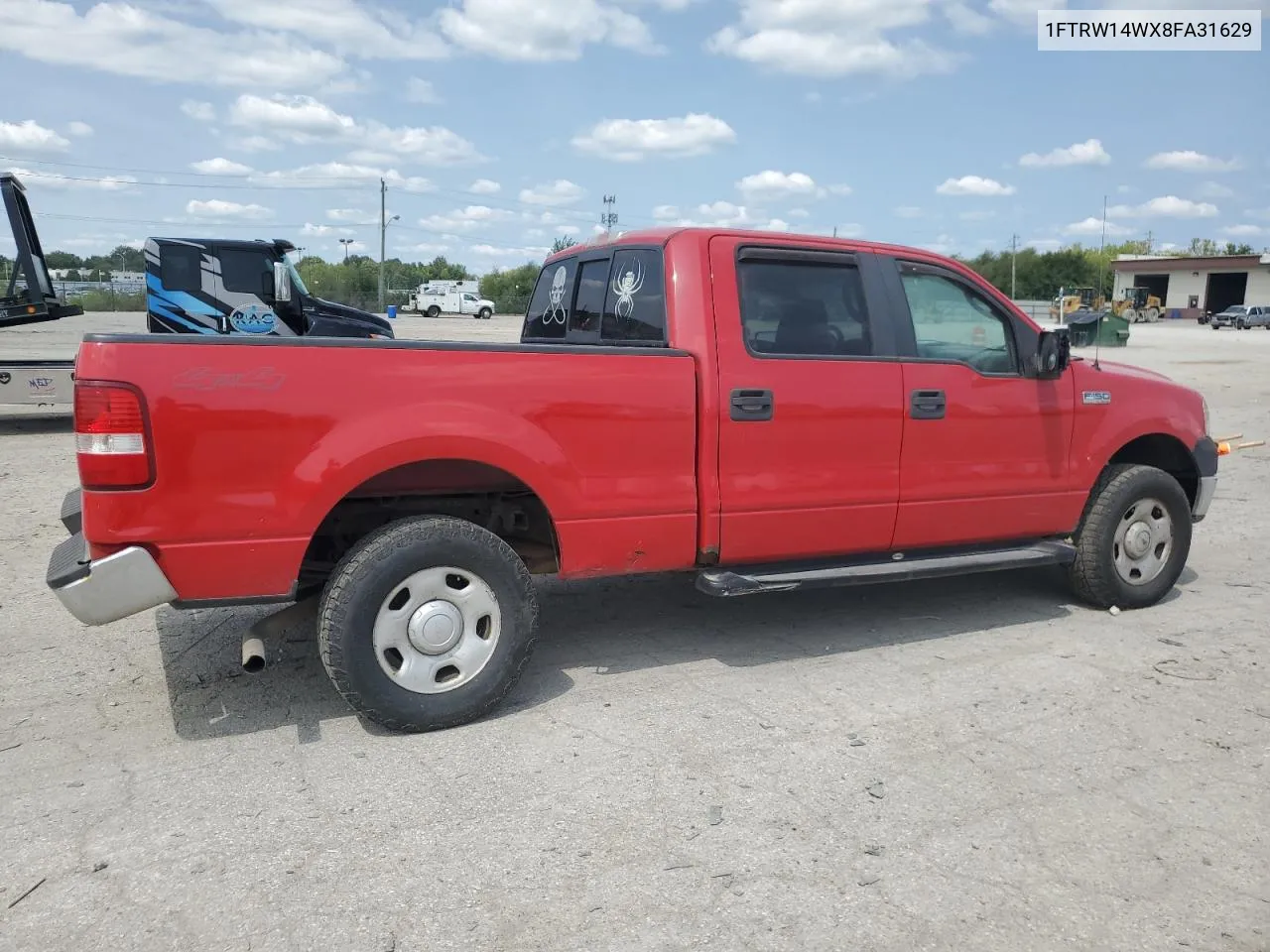 2008 Ford F150 Supercrew VIN: 1FTRW14WX8FA31629 Lot: 68126104