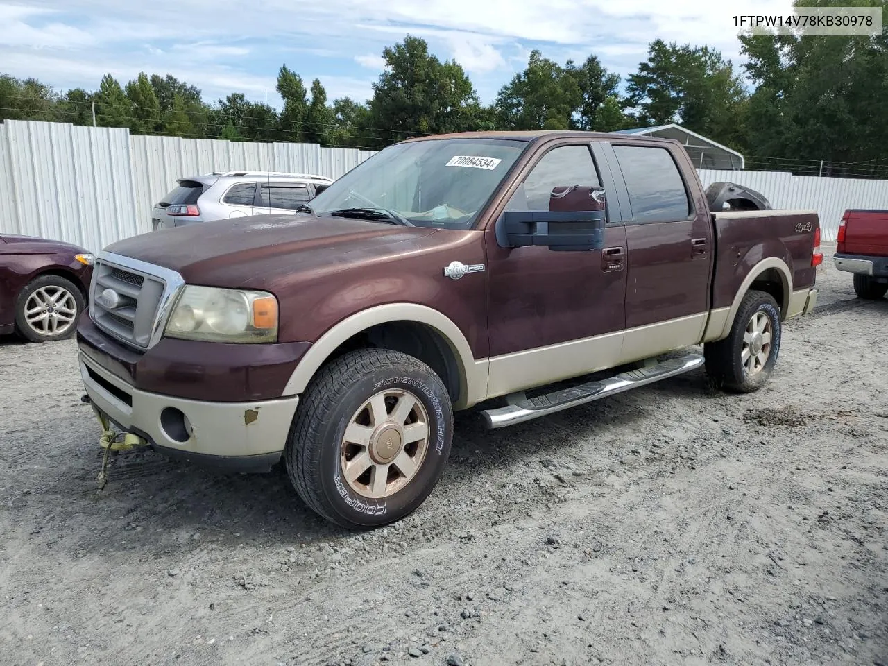 2008 Ford F150 Supercrew VIN: 1FTPW14V78KB30978 Lot: 70064534