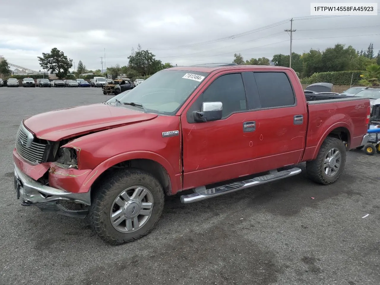 2008 Ford F150 Supercrew VIN: 1FTPW14558FA45923 Lot: 71812494