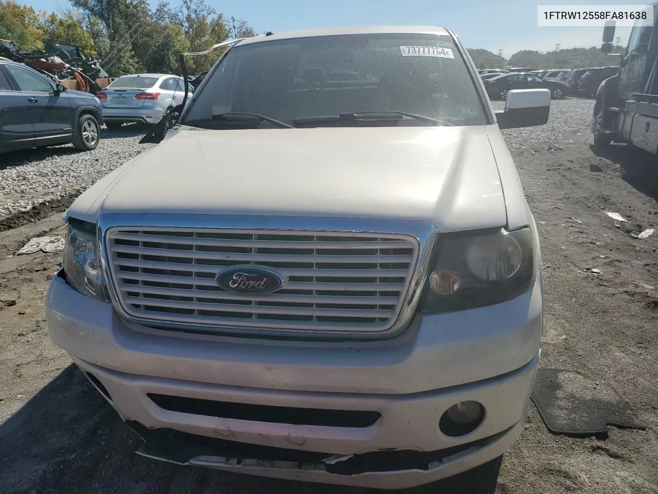 1FTRW12558FA81638 2008 Ford F150 Supercrew