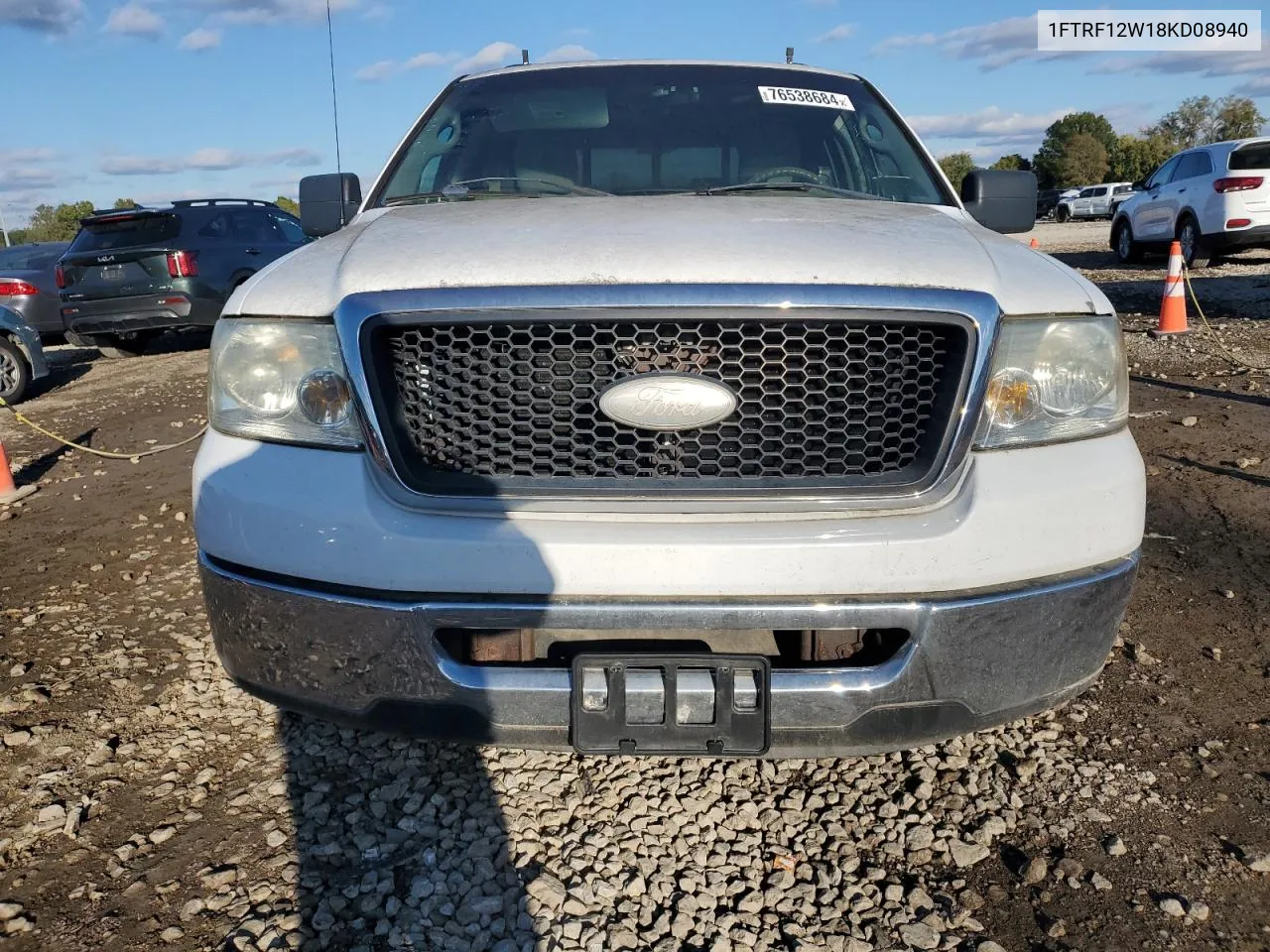 2008 Ford F150 VIN: 1FTRF12W18KD08940 Lot: 76538684