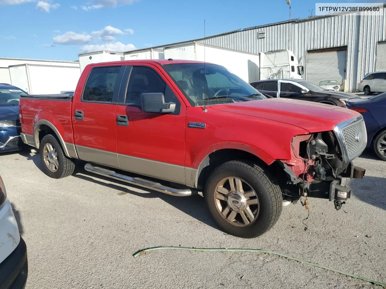 2008 Ford F150 Supercrew VIN: 1FTPW12V38FB99680 Lot: 78027364