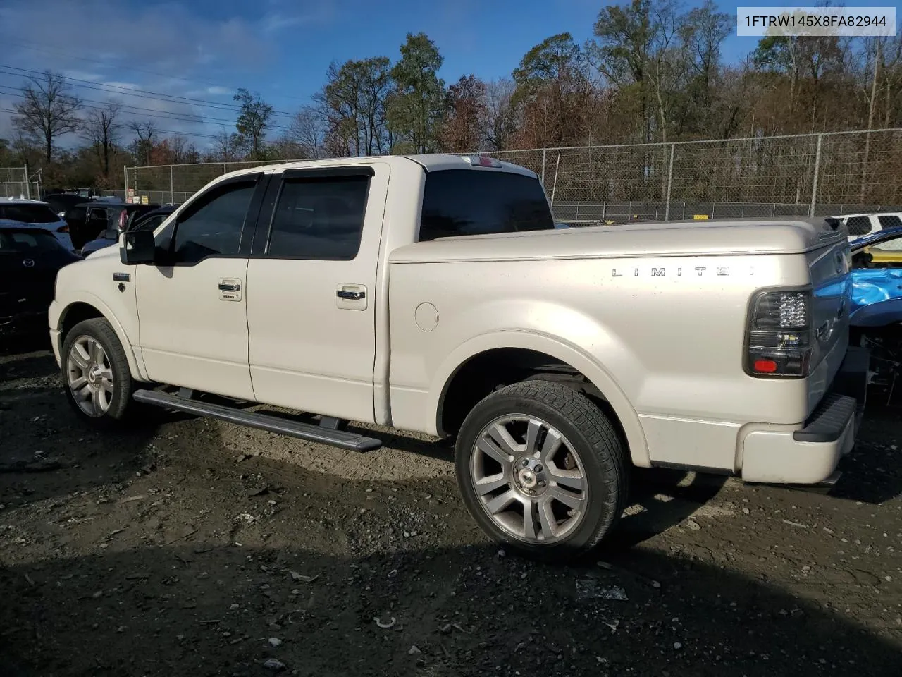 2008 Ford F150 Supercrew VIN: 1FTRW145X8FA82944 Lot: 79347714