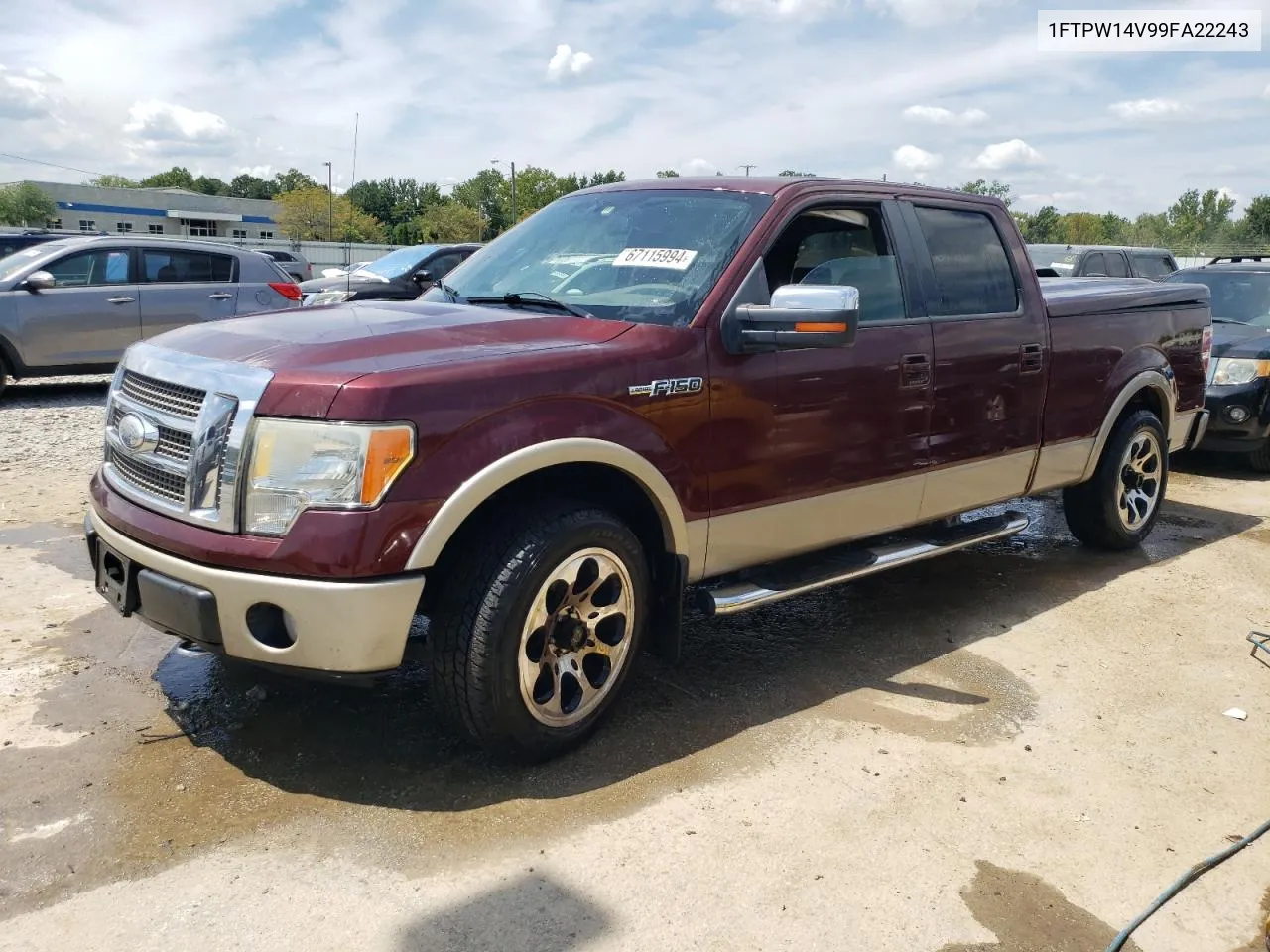 2009 Ford F150 Supercrew VIN: 1FTPW14V99FA22243 Lot: 67115994