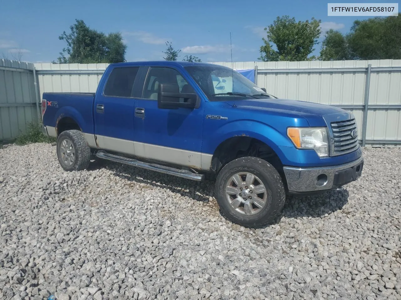 2010 Ford F150 Supercrew VIN: 1FTFW1EV6AFD58107 Lot: 67446494