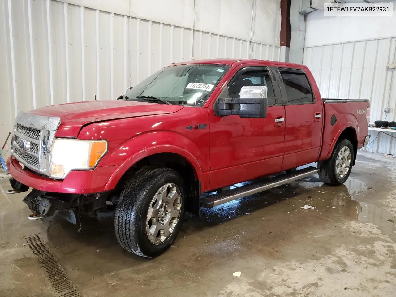 2010 Ford F150 Supercrew VIN: 1FTFW1EV7AKB22931 Lot: 71222254