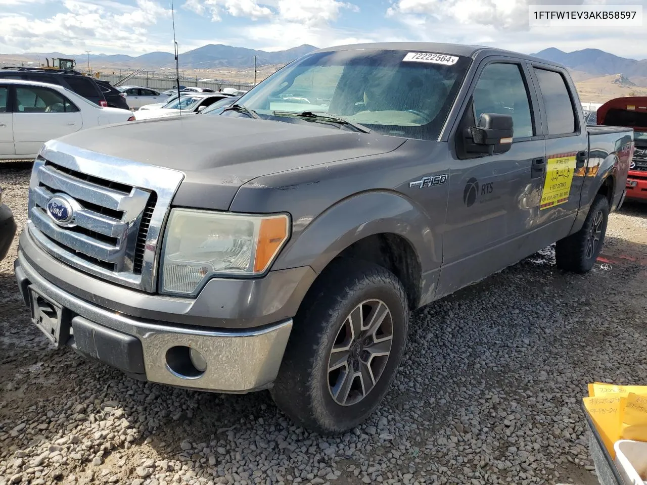 2010 Ford F150 Supercrew VIN: 1FTFW1EV3AKB58597 Lot: 72222564