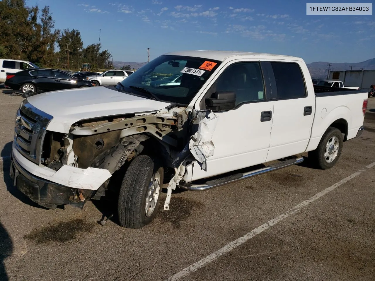 2010 Ford F150 Supercrew VIN: 1FTEW1C82AFB34003 Lot: 73801574