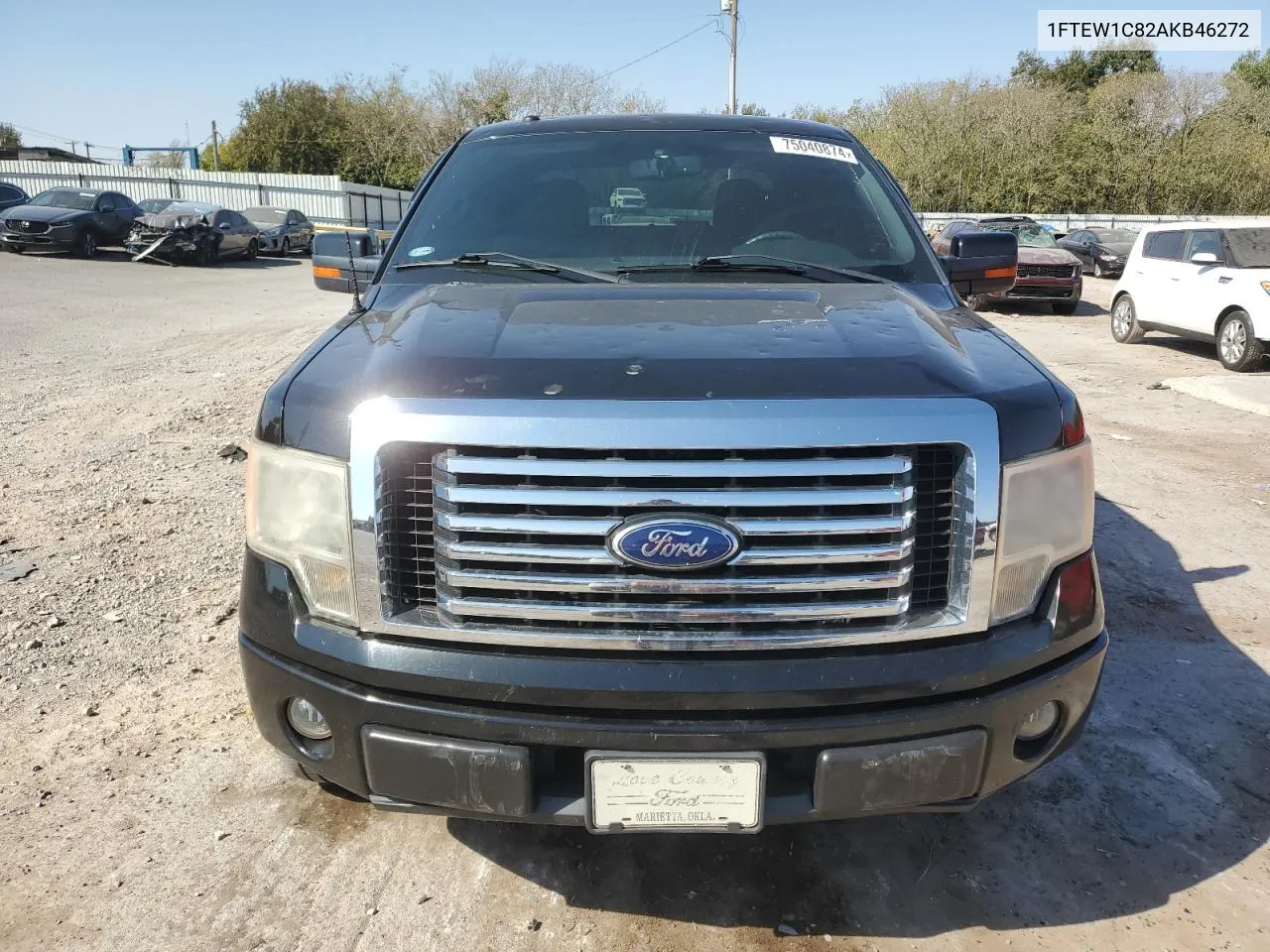 2010 Ford F150 Supercrew VIN: 1FTEW1C82AKB46272 Lot: 75040874