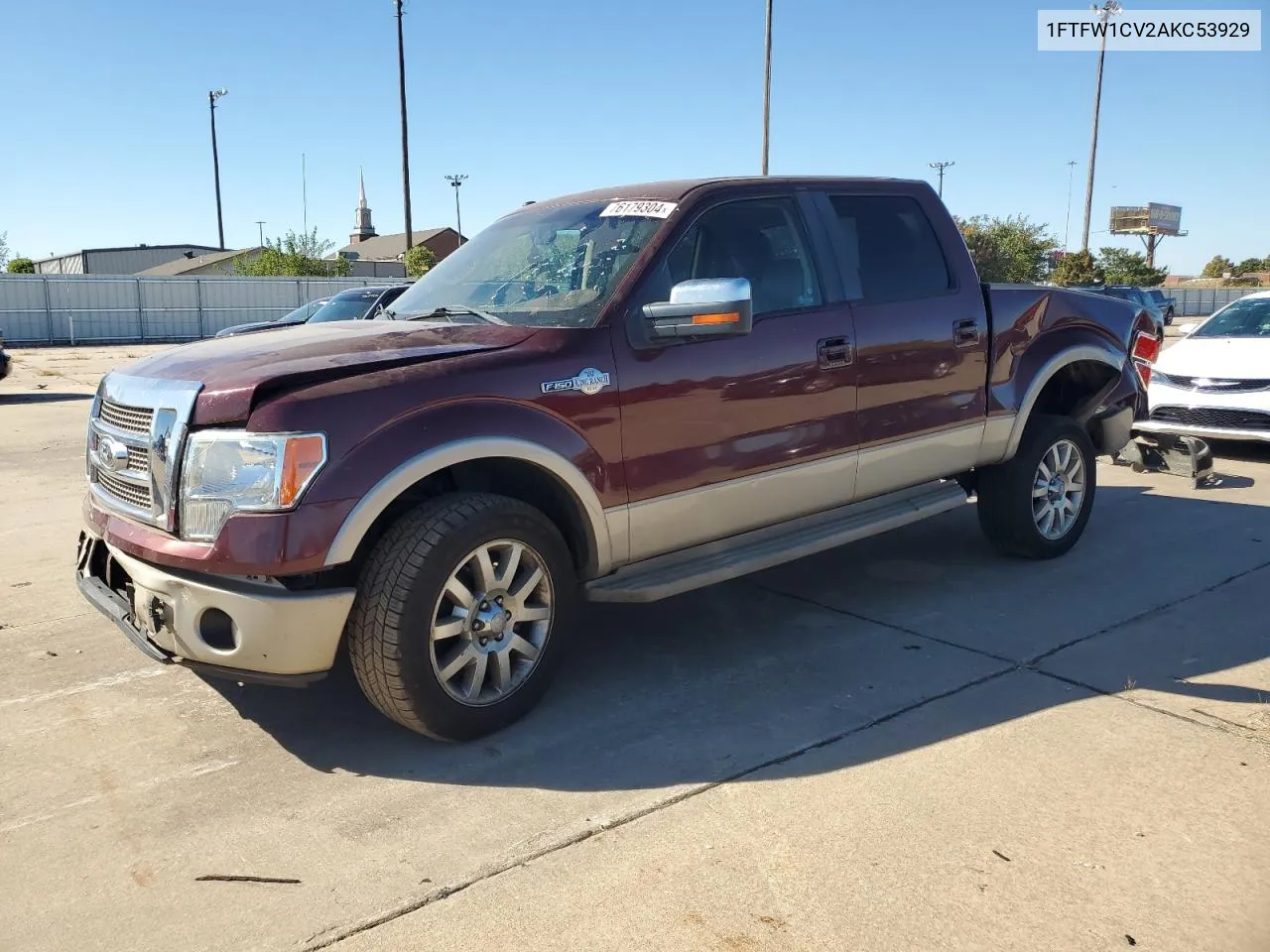 2010 Ford F150 Supercrew VIN: 1FTFW1CV2AKC53929 Lot: 76179304