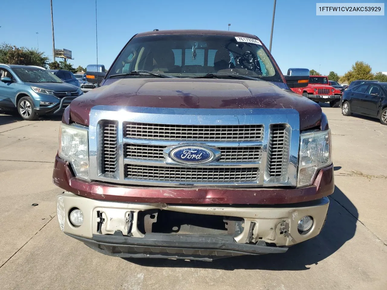 2010 Ford F150 Supercrew VIN: 1FTFW1CV2AKC53929 Lot: 76179304