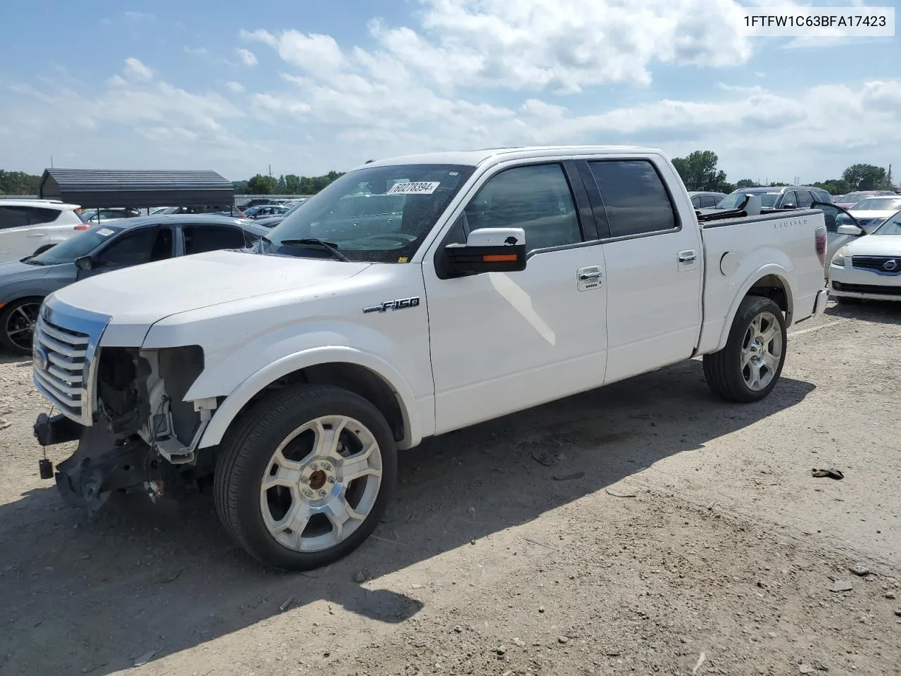 2011 Ford F150 Supercrew VIN: 1FTFW1C63BFA17423 Lot: 60278394