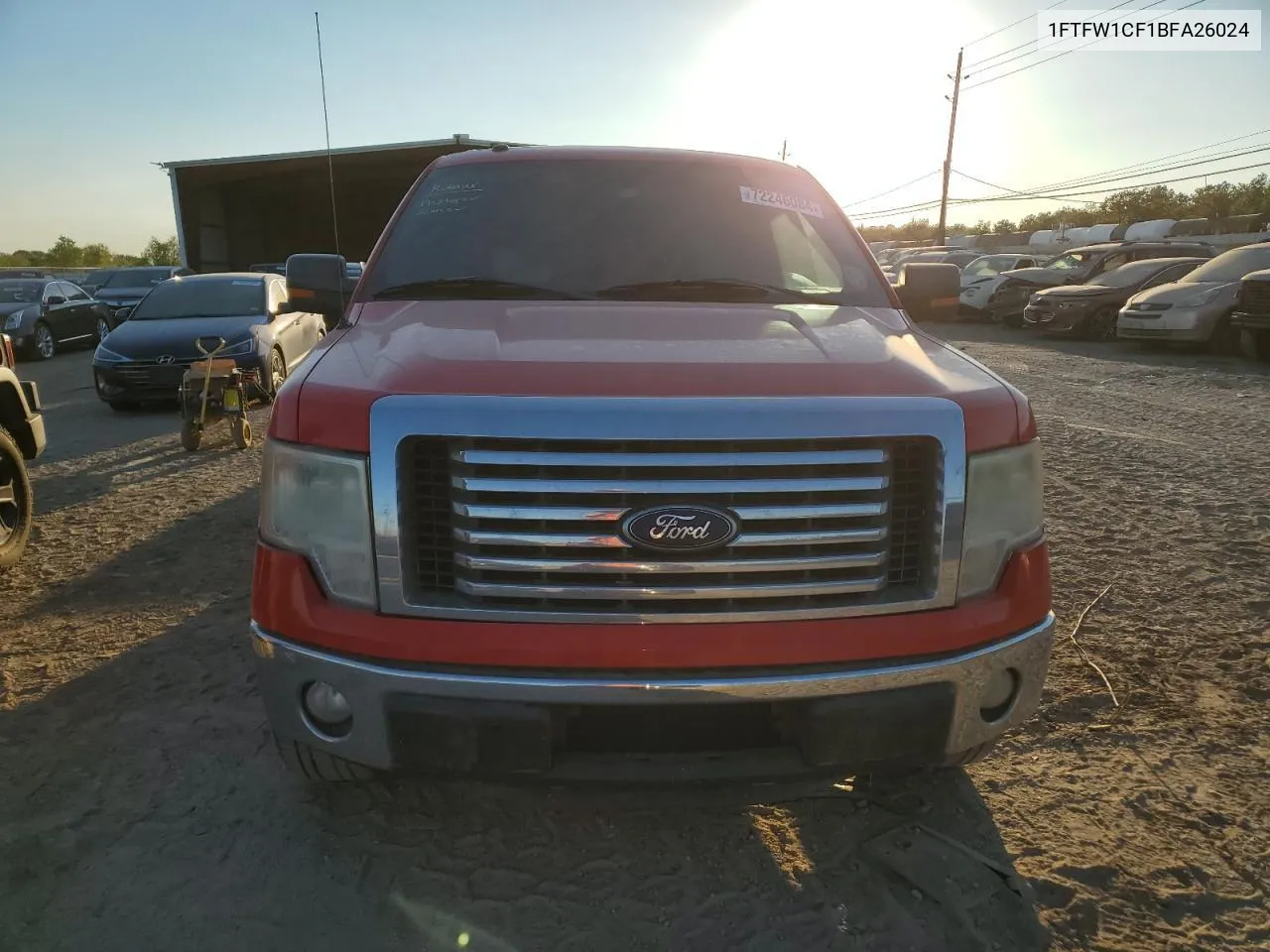 2011 Ford F150 Supercrew VIN: 1FTFW1CF1BFA26024 Lot: 72246084