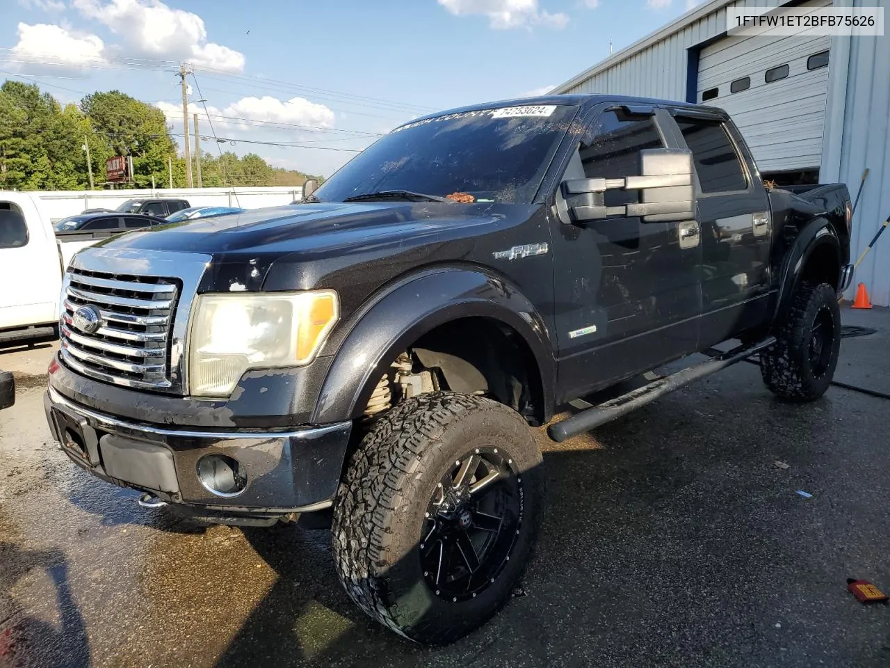 2011 Ford F150 Supercrew VIN: 1FTFW1ET2BFB75626 Lot: 74753624