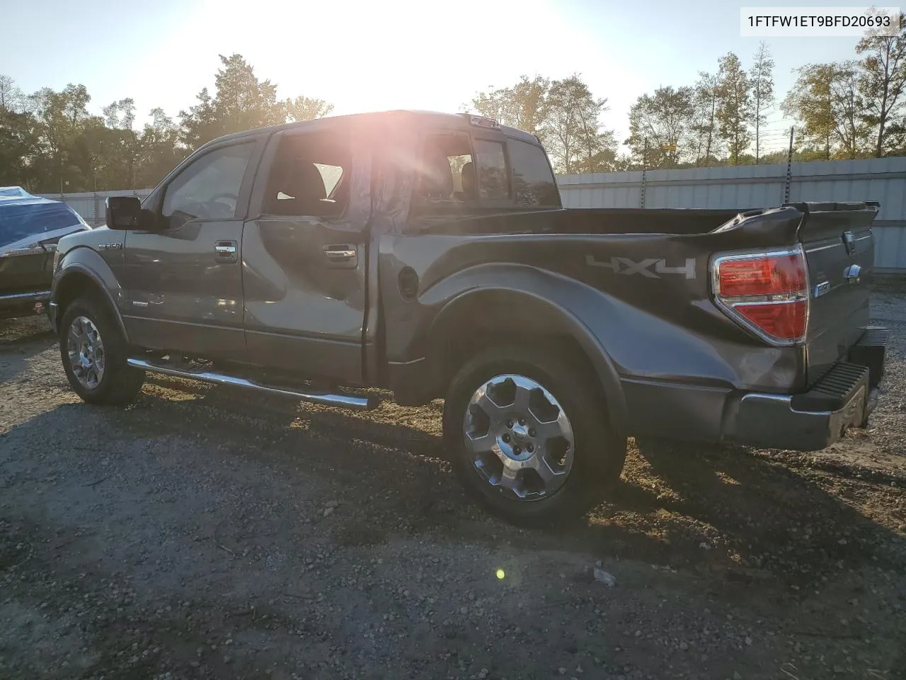 2011 Ford F150 Supercrew VIN: 1FTFW1ET9BFD20693 Lot: 74756464