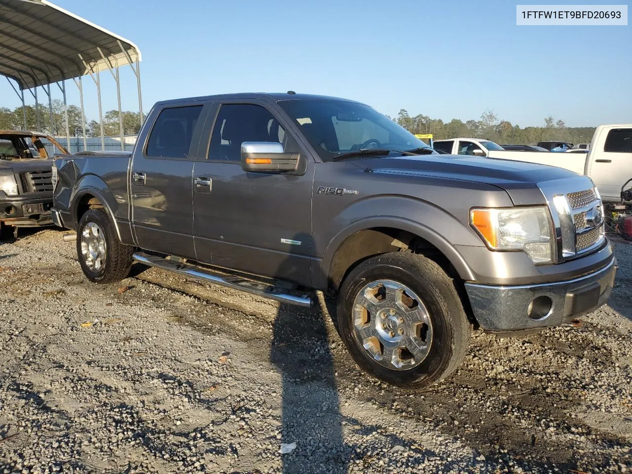 2011 Ford F150 Supercrew VIN: 1FTFW1ET9BFD20693 Lot: 74756464