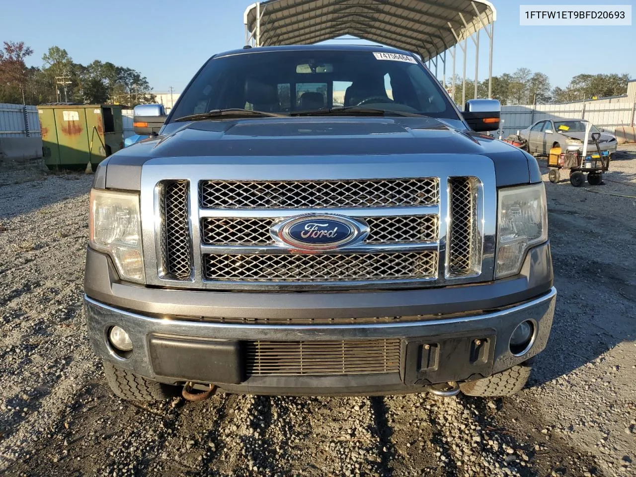 2011 Ford F150 Supercrew VIN: 1FTFW1ET9BFD20693 Lot: 74756464