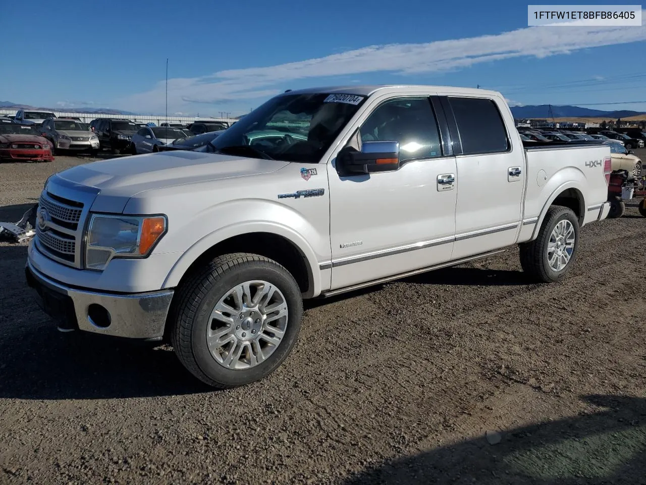 2011 Ford F150 Supercrew VIN: 1FTFW1ET8BFB86405 Lot: 75020704