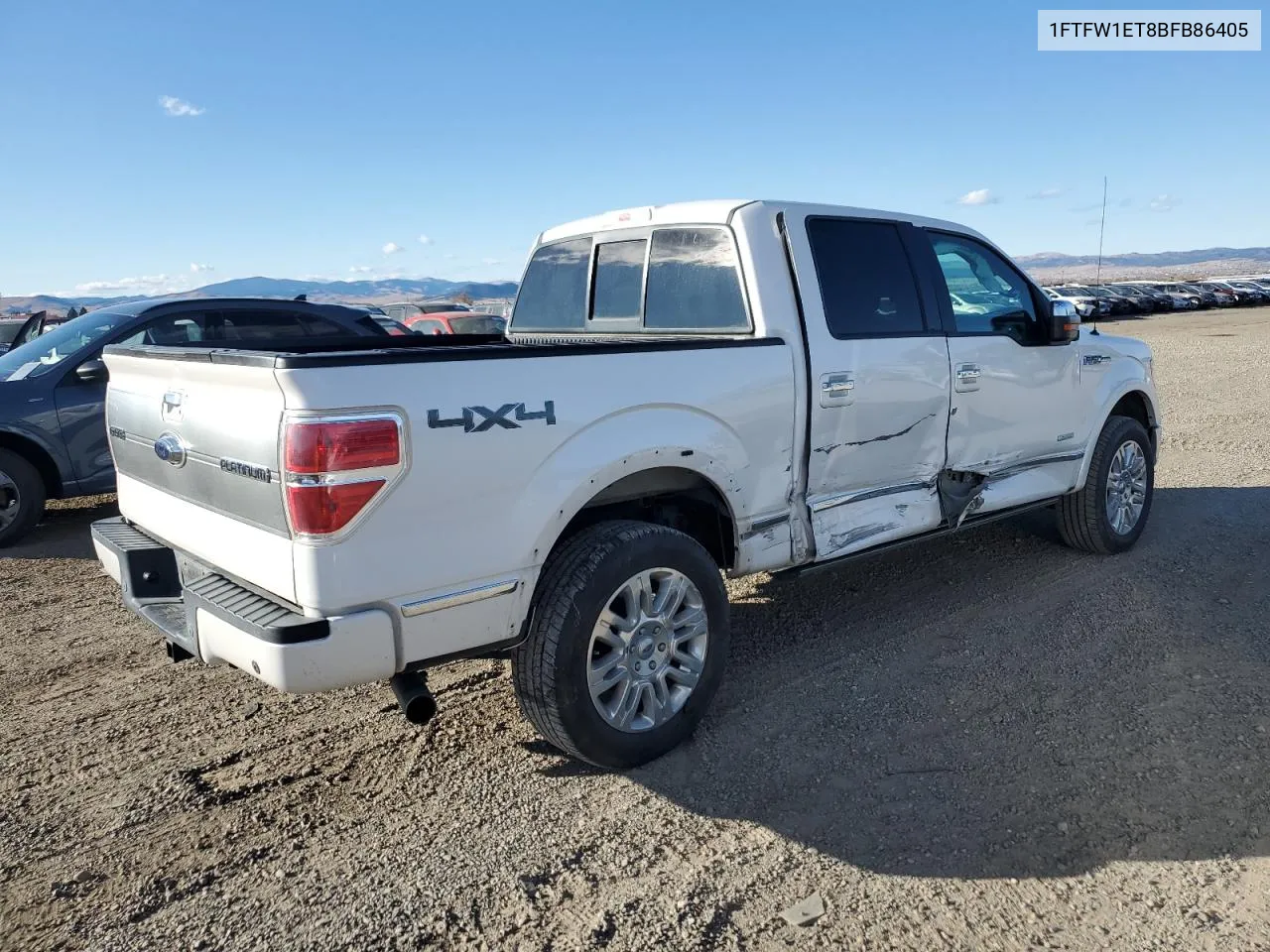 2011 Ford F150 Supercrew VIN: 1FTFW1ET8BFB86405 Lot: 75020704