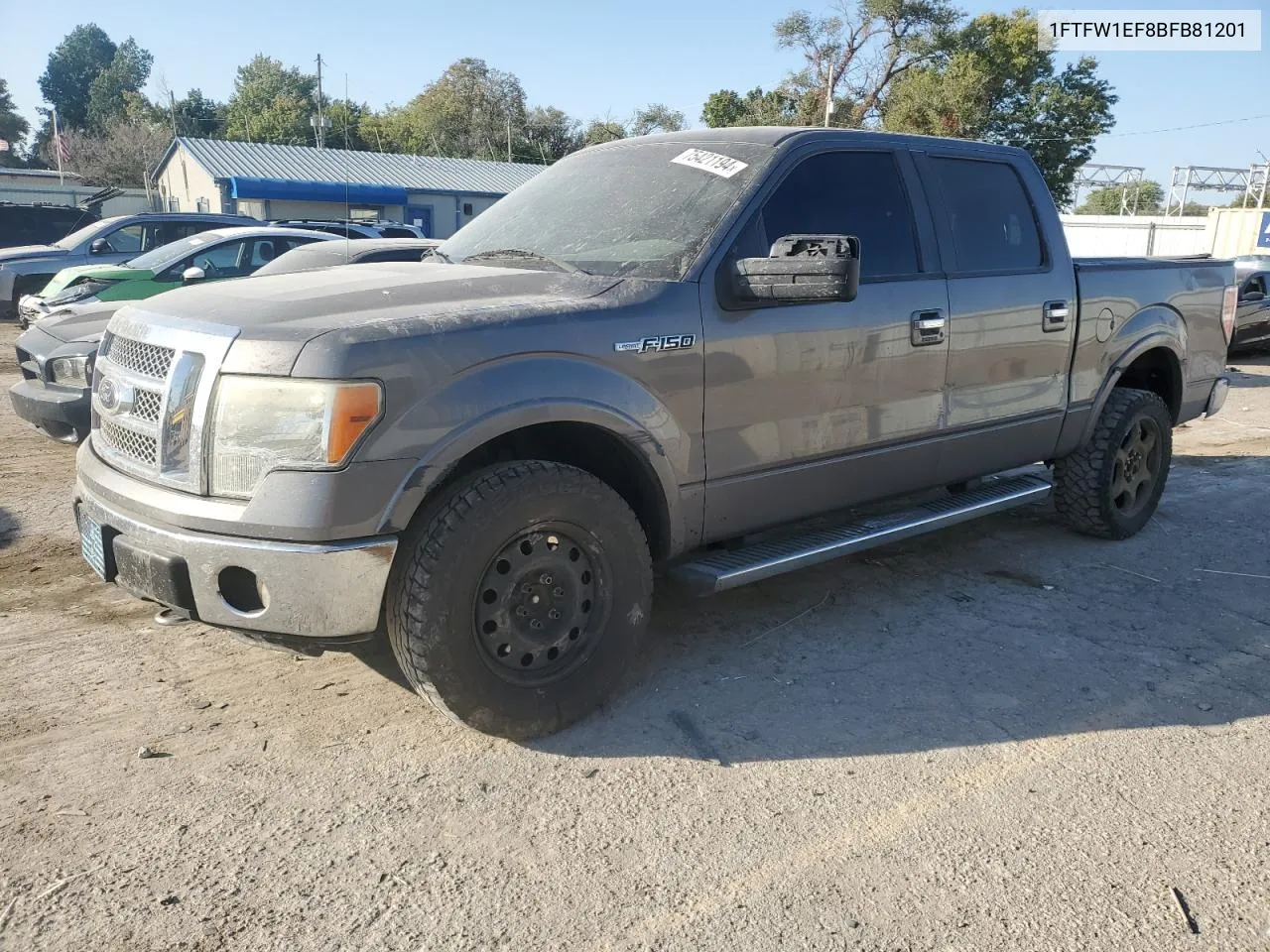 2011 Ford F150 Supercrew VIN: 1FTFW1EF8BFB81201 Lot: 75421194