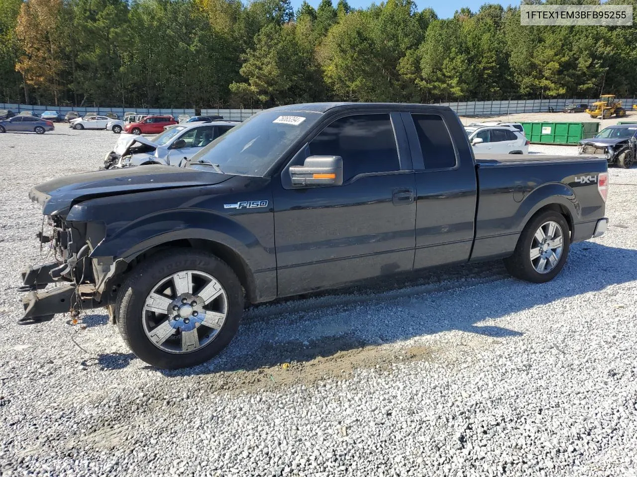 2011 Ford F150 Super Cab VIN: 1FTEX1EM3BFB95255 Lot: 76065394