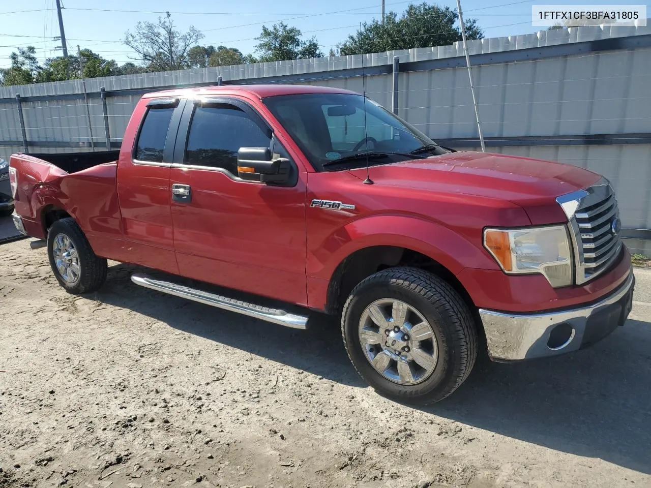 2011 Ford F150 Super Cab VIN: 1FTFX1CF3BFA31805 Lot: 77883054