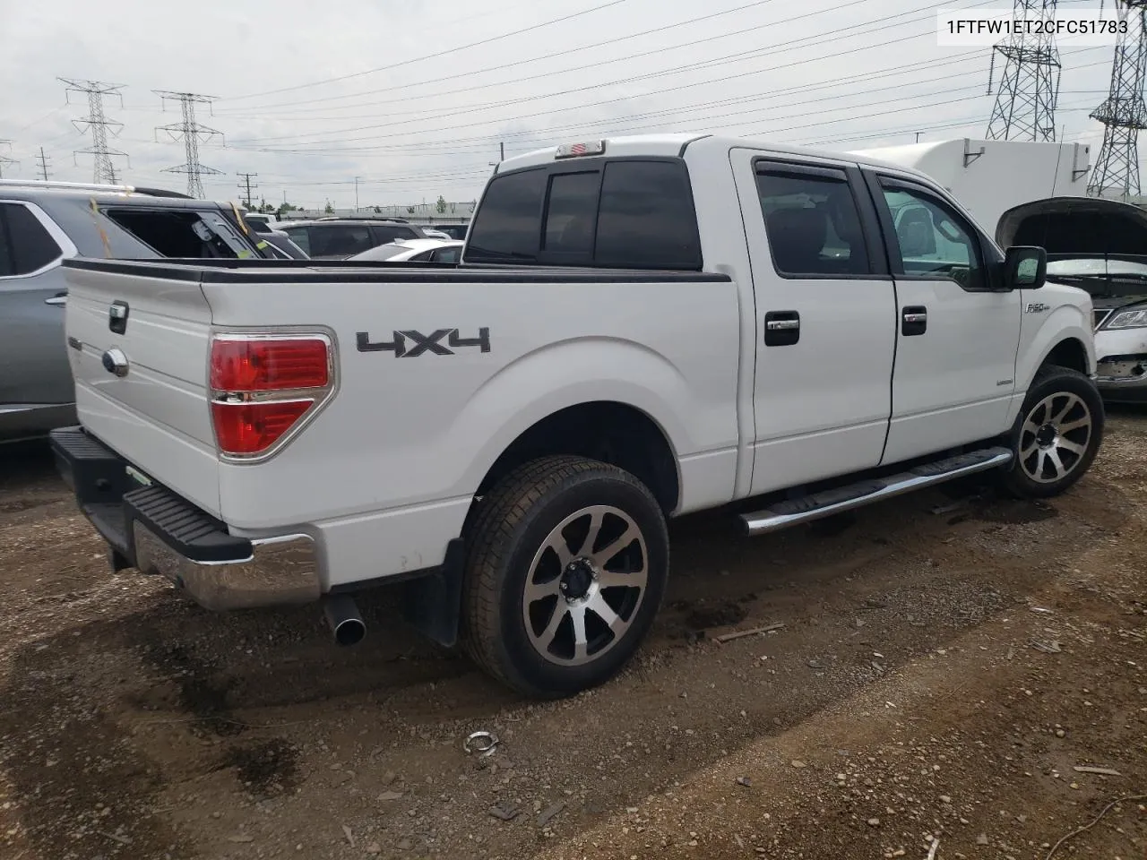 2012 Ford F150 Supercrew VIN: 1FTFW1ET2CFC51783 Lot: 55004554