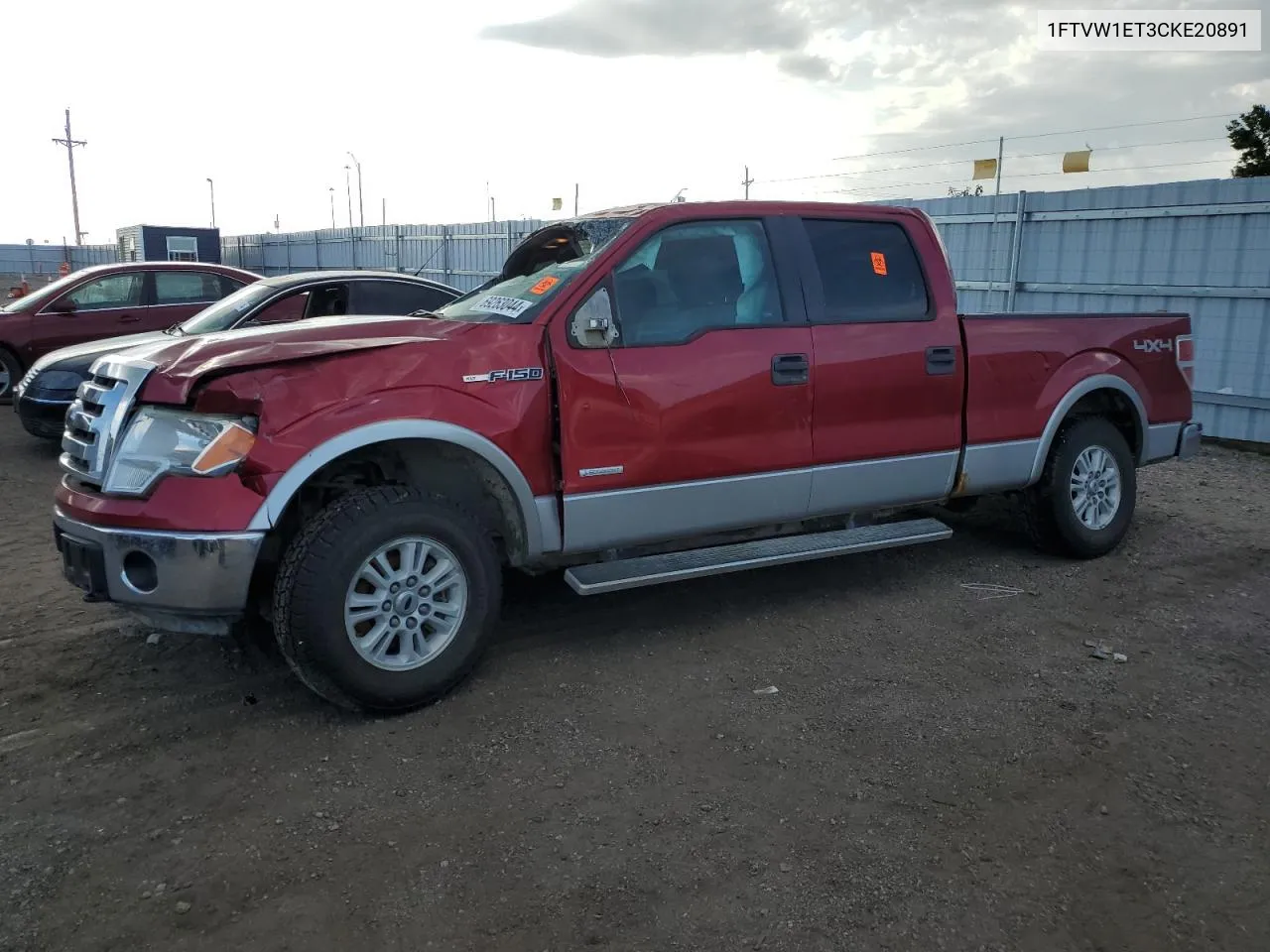 2012 Ford F150 Supercrew VIN: 1FTVW1ET3CKE20891 Lot: 69263044