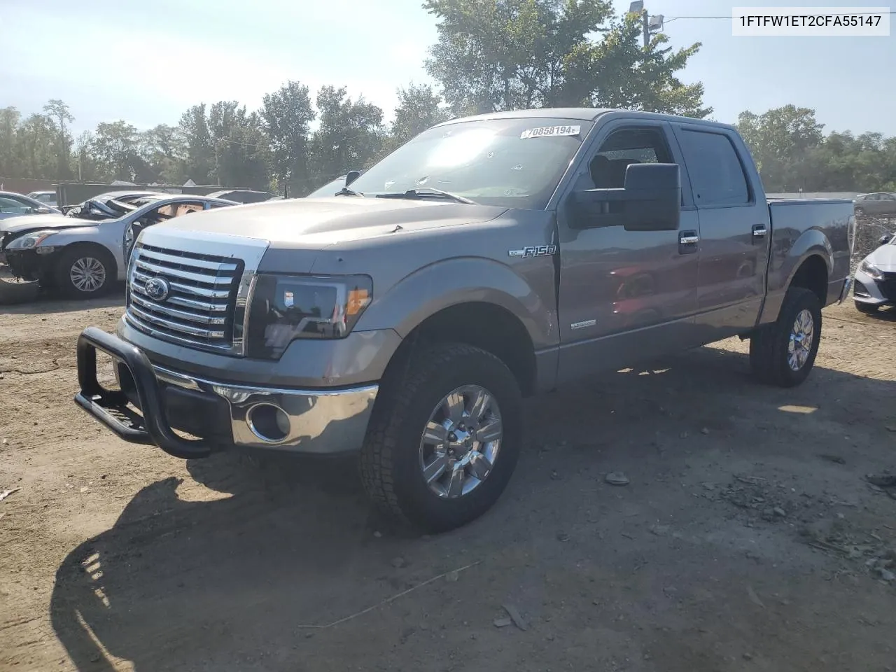 2012 Ford F150 Supercrew VIN: 1FTFW1ET2CFA55147 Lot: 70858194