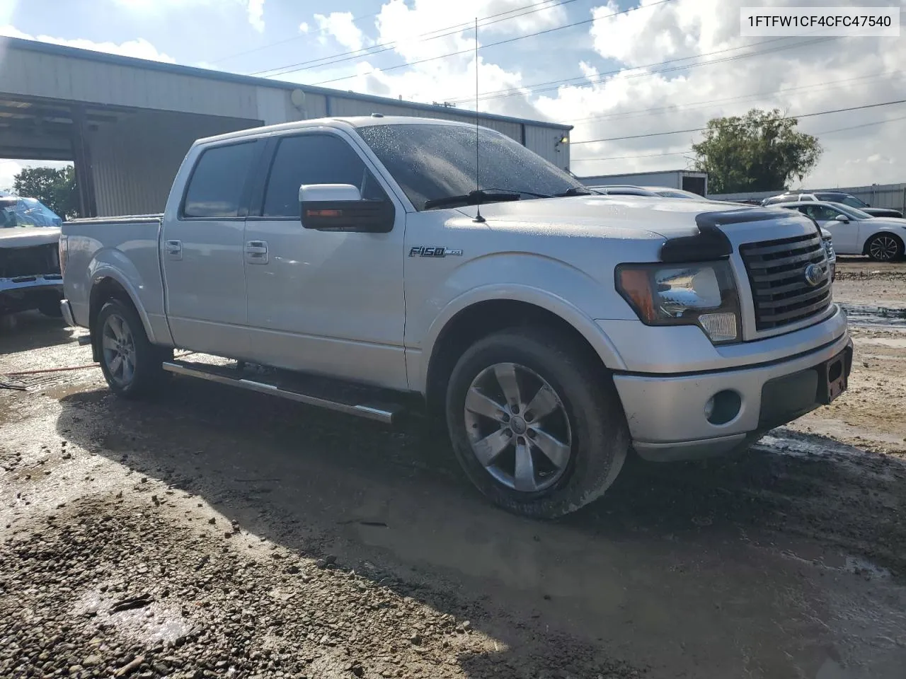 2012 Ford F150 Supercrew VIN: 1FTFW1CF4CFC47540 Lot: 73827964