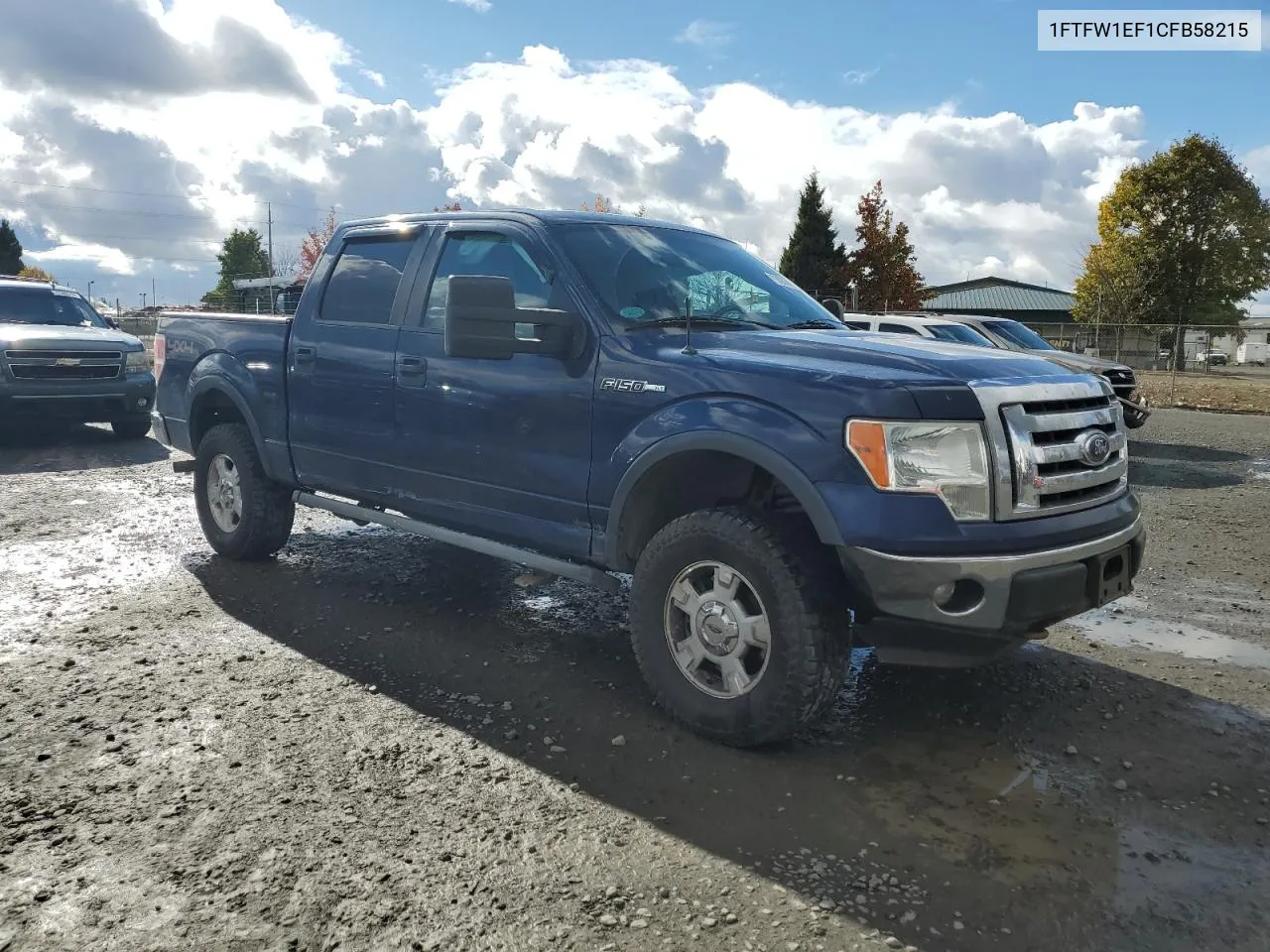 2012 Ford F150 Supercrew VIN: 1FTFW1EF1CFB58215 Lot: 78030674