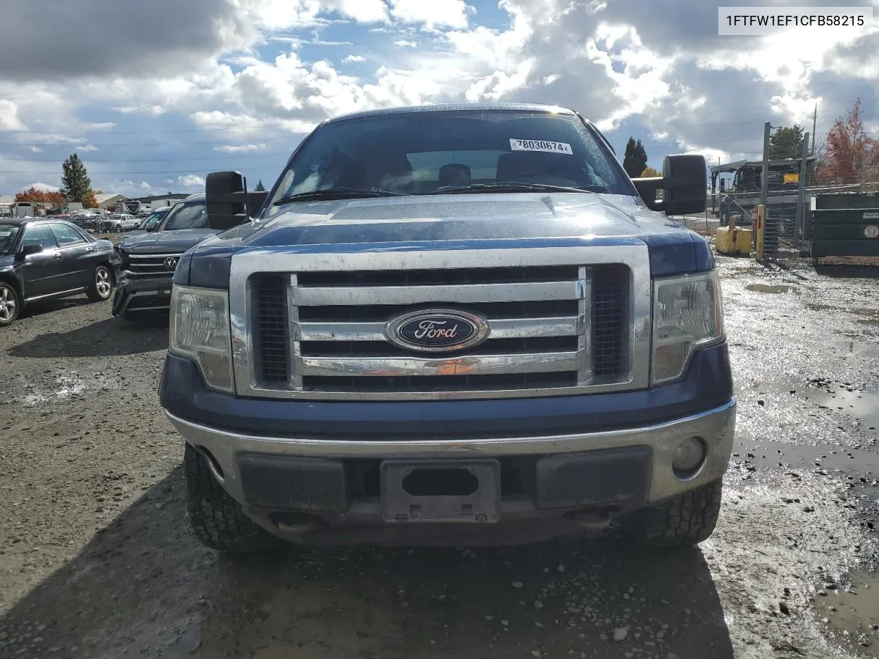 2012 Ford F150 Supercrew VIN: 1FTFW1EF1CFB58215 Lot: 78030674