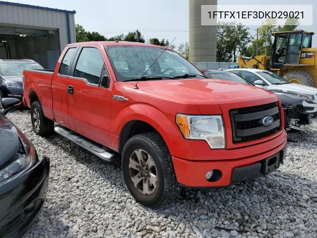 2013 Ford F150 Super Cab VIN: 1FTFX1EF3DKD29021 Lot: 57068884