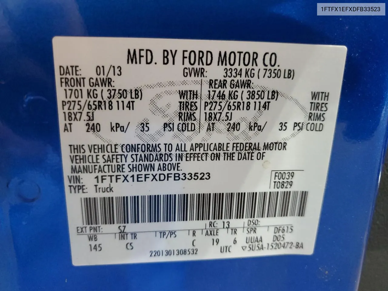 1FTFX1EFXDFB33523 2013 Ford F150 Super Cab