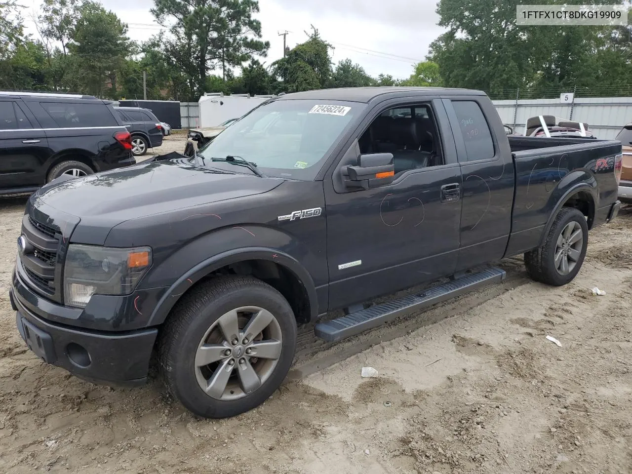 2013 Ford F150 Super Cab VIN: 1FTFX1CT8DKG19909 Lot: 72456224