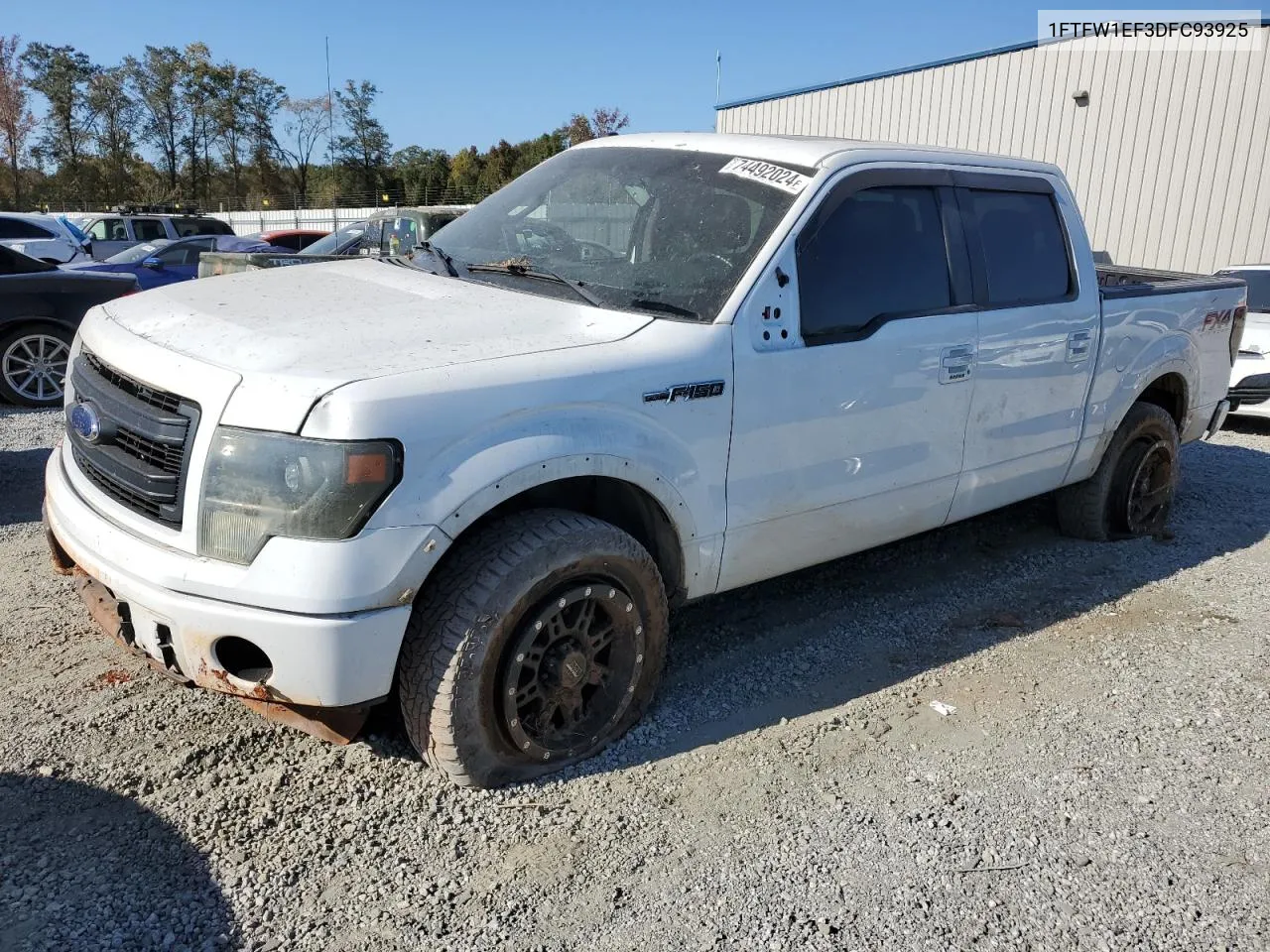 2013 Ford F150 Supercrew VIN: 1FTFW1EF3DFC93925 Lot: 74492024