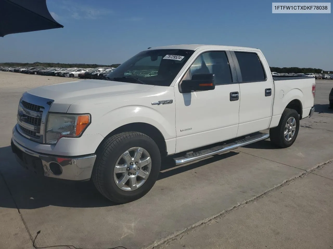 2013 Ford F150 Supercrew VIN: 1FTFW1CTXDKF78038 Lot: 75729524