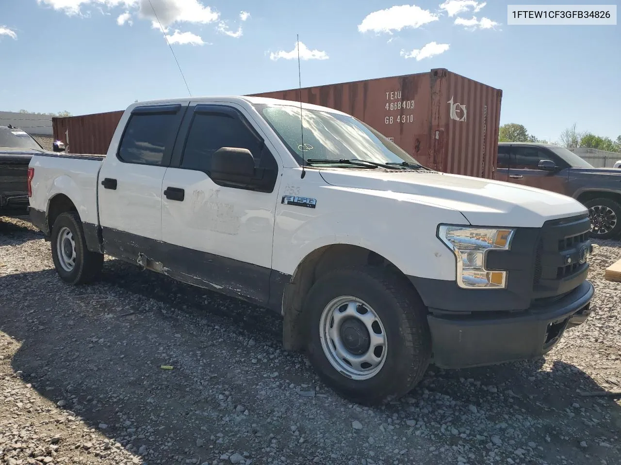 2016 Ford F150 Supercrew VIN: 1FTEW1CF3GFB34826 Lot: 49508034