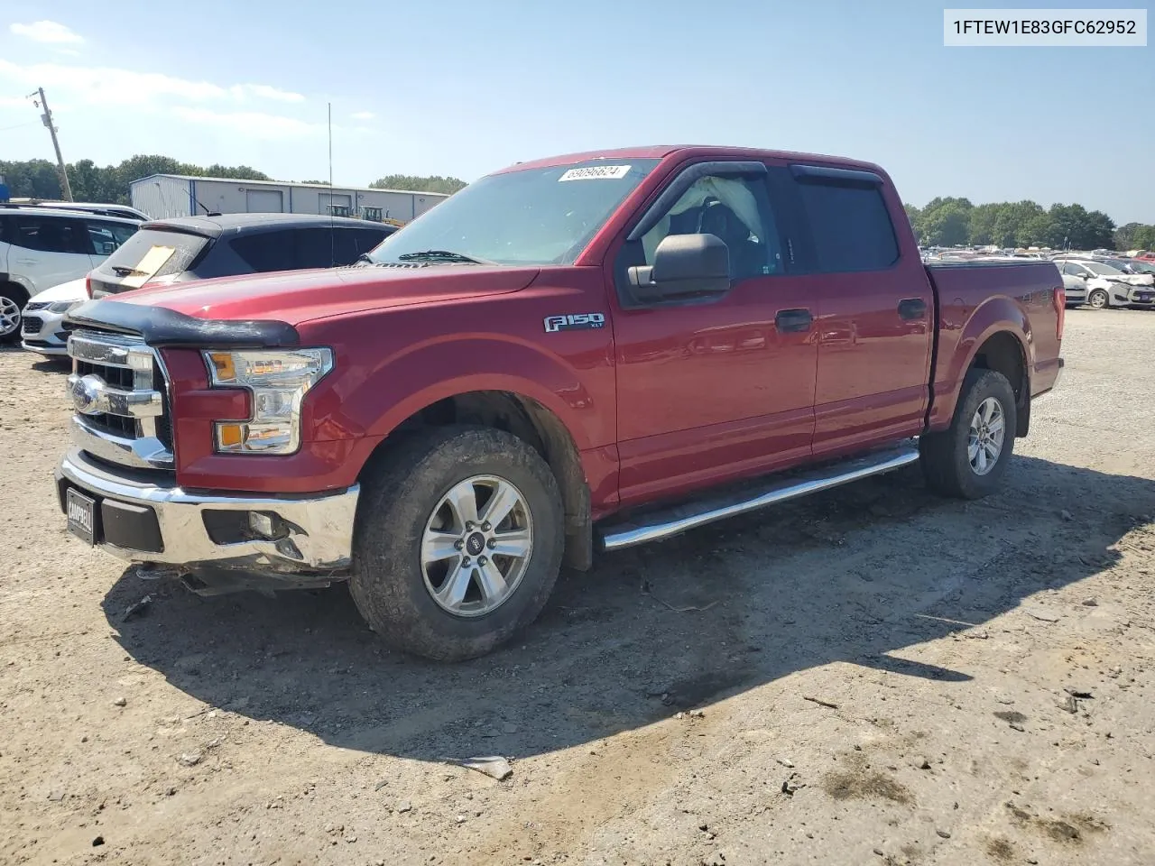 2016 Ford F150 Supercrew VIN: 1FTEW1E83GFC62952 Lot: 69096624