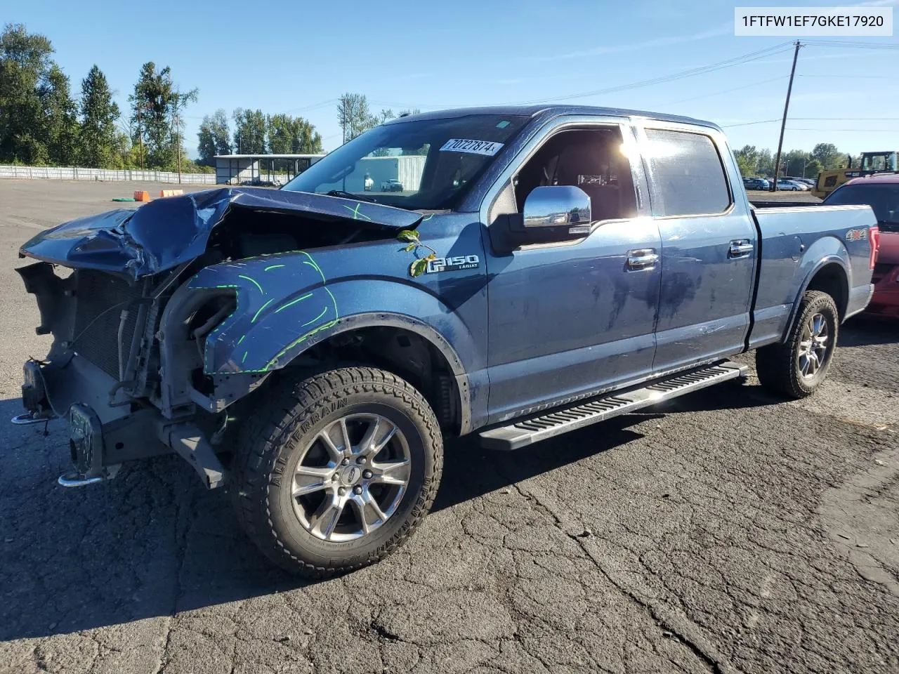 2016 Ford F150 Supercrew VIN: 1FTFW1EF7GKE17920 Lot: 70727874