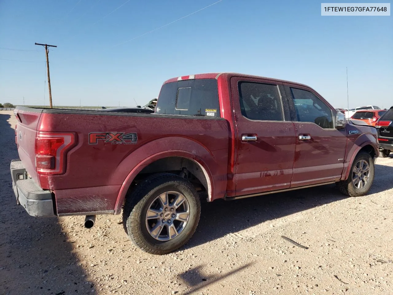 2016 Ford F150 Supercrew VIN: 1FTEW1EG7GFA77648 Lot: 74216034