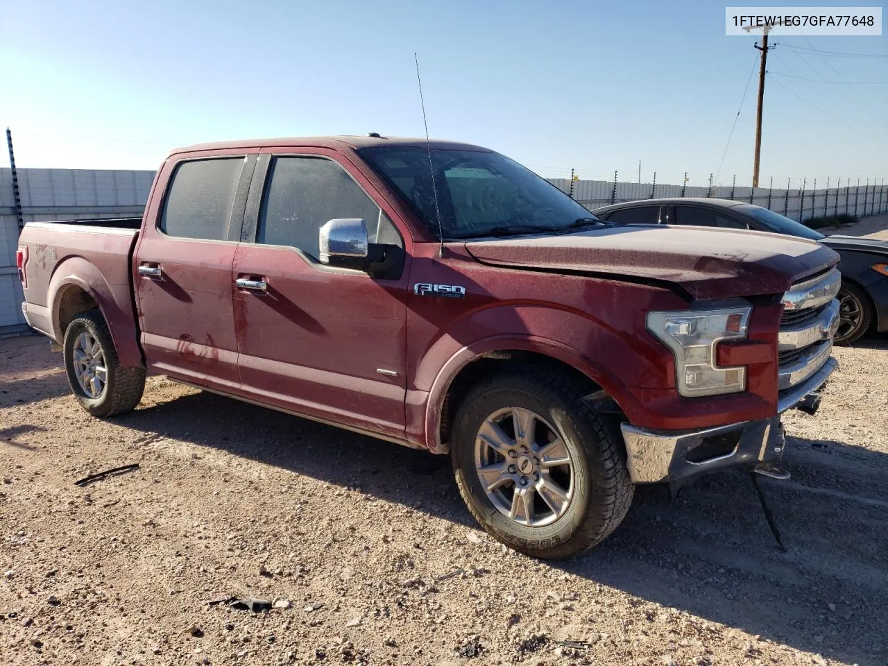 2016 Ford F150 Supercrew VIN: 1FTEW1EG7GFA77648 Lot: 74216034