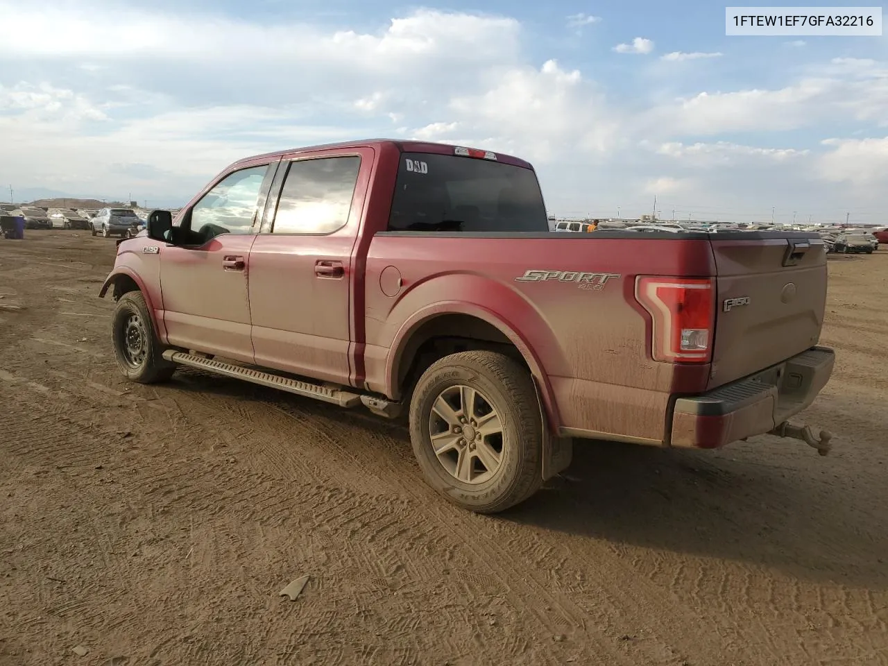 2016 Ford F150 Supercrew VIN: 1FTEW1EF7GFA32216 Lot: 74824314