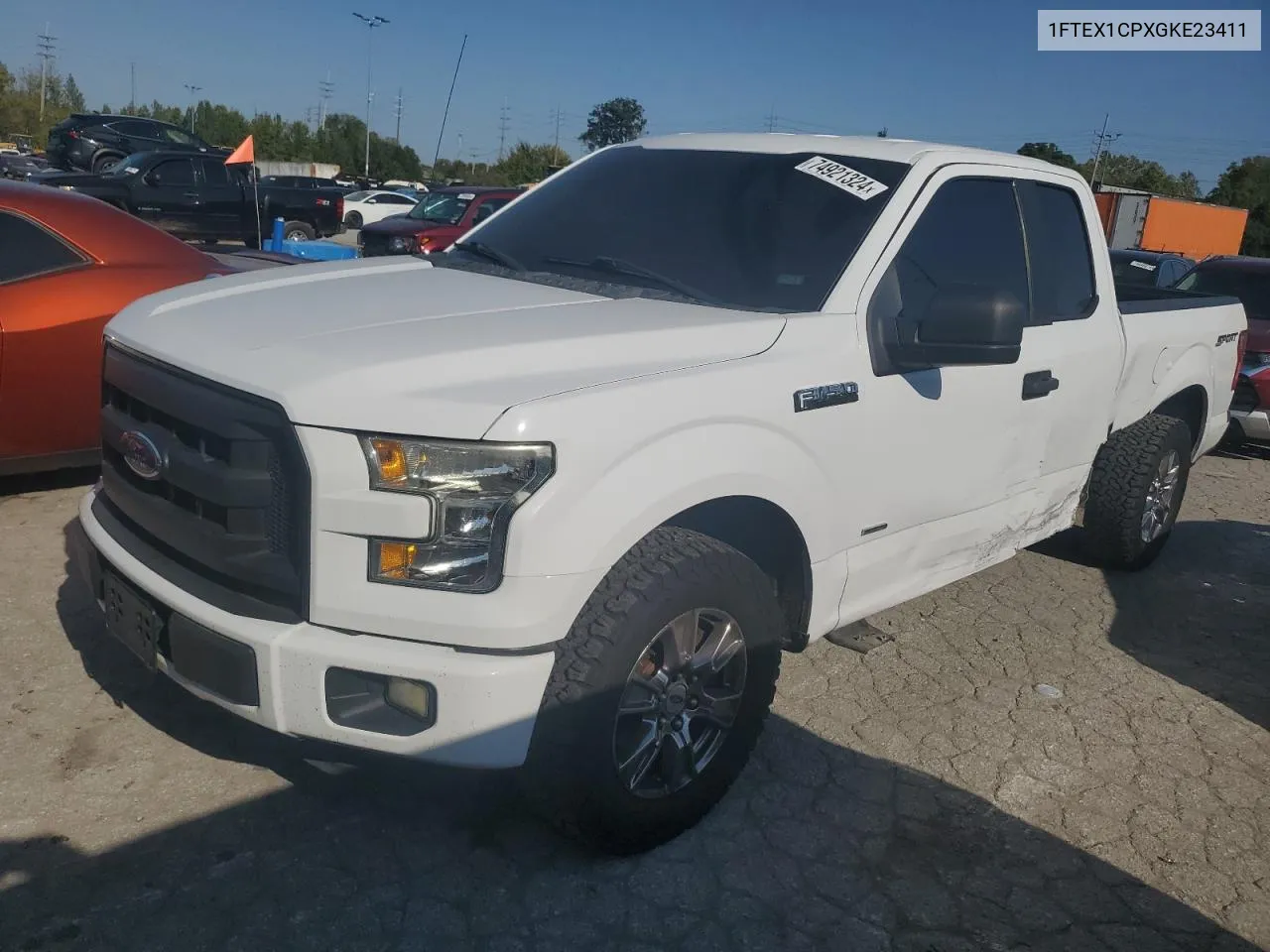 2016 Ford F150 Super Cab VIN: 1FTEX1CPXGKE23411 Lot: 74921324