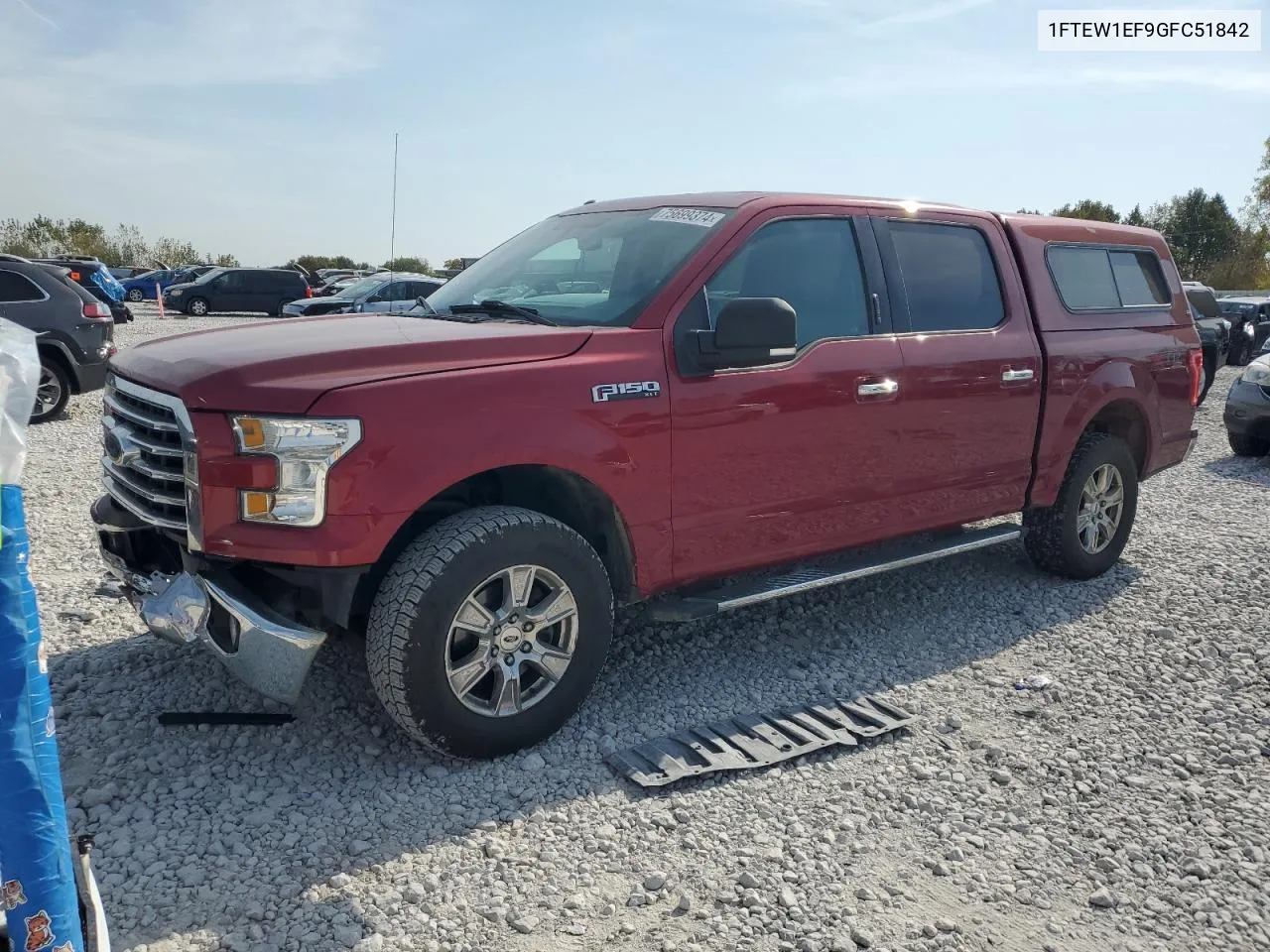 2016 Ford F150 Supercrew VIN: 1FTEW1EF9GFC51842 Lot: 75699374