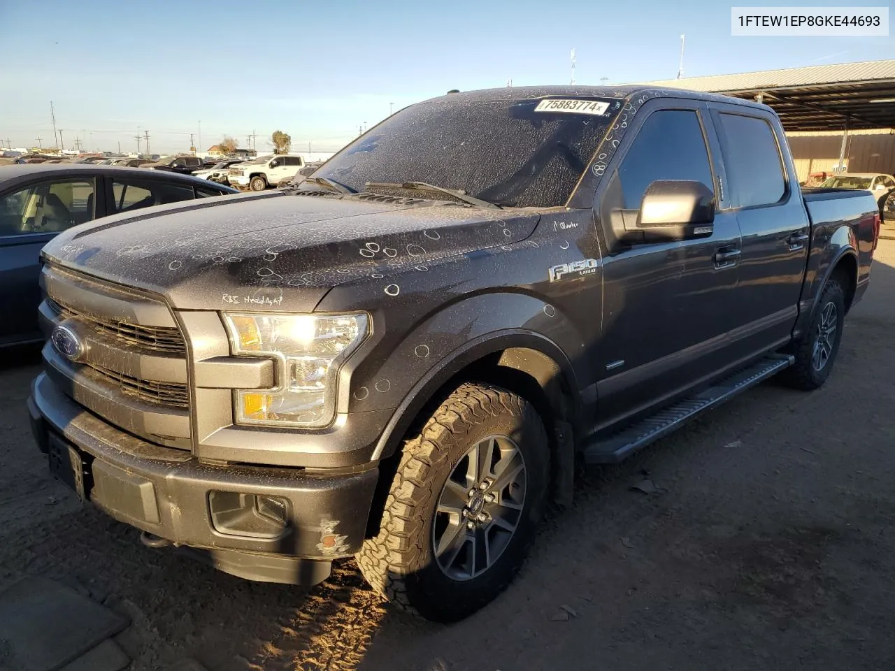 2016 Ford F150 Supercrew VIN: 1FTEW1EP8GKE44693 Lot: 75883774