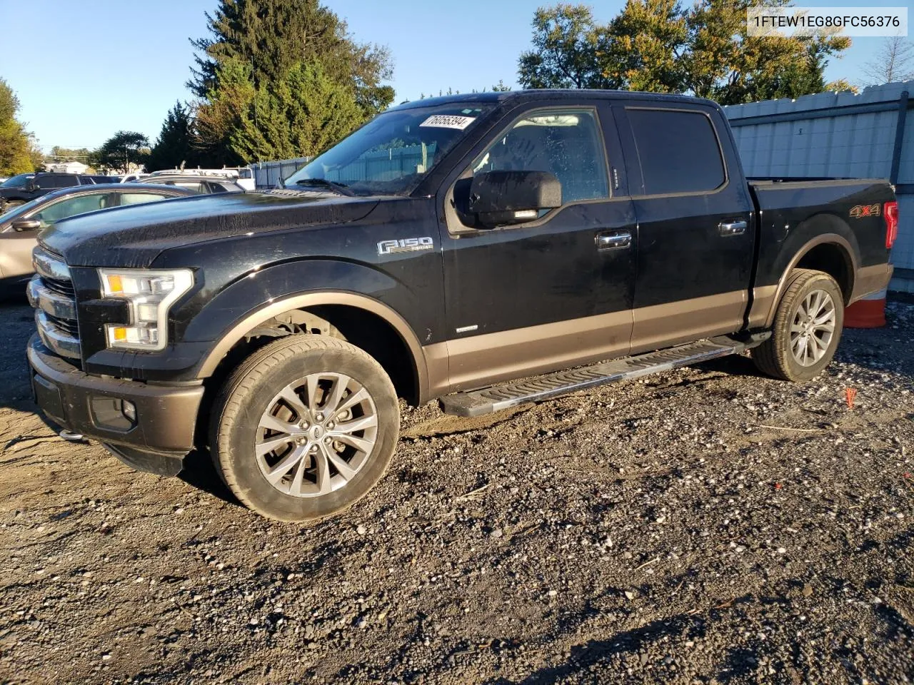 2016 Ford F150 Supercrew VIN: 1FTEW1EG8GFC56376 Lot: 76056394